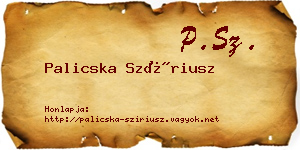 Palicska Szíriusz névjegykártya